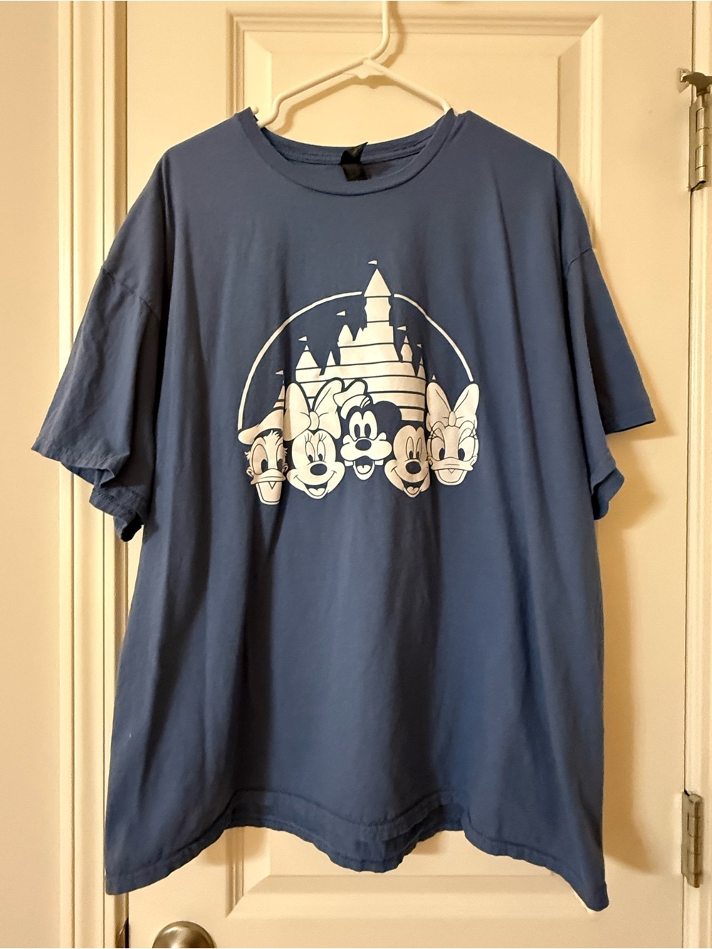 Gildan Light Cotton Blue Disney Shirt with Mickey and Castle Plus Size 2X
